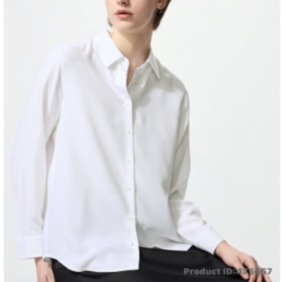 Uniqlo Rayon Long Sleeve Blouse - Size L - Picture 1 of 5